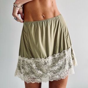 Free People Party Crashers Satin and Lace Slip Skirt